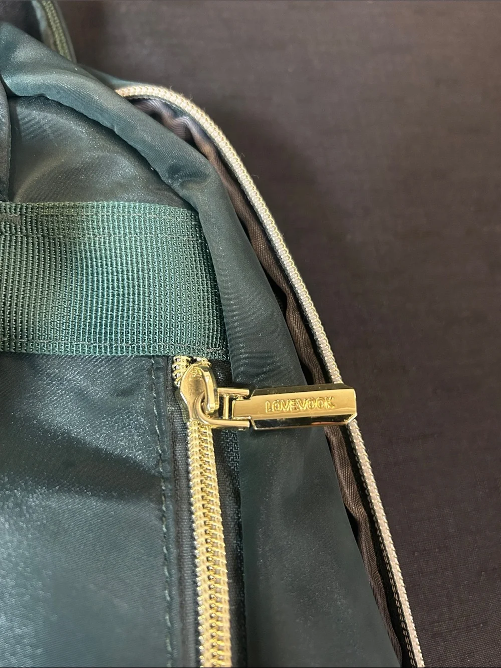 Lovevook Teal Quilted Laptop Backpack with Gold Accents